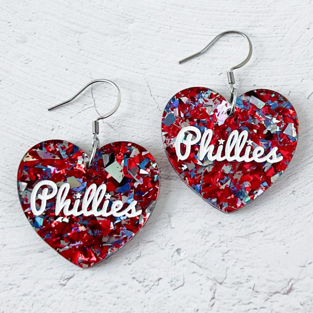 Phillies Confetti Heart Earrings
