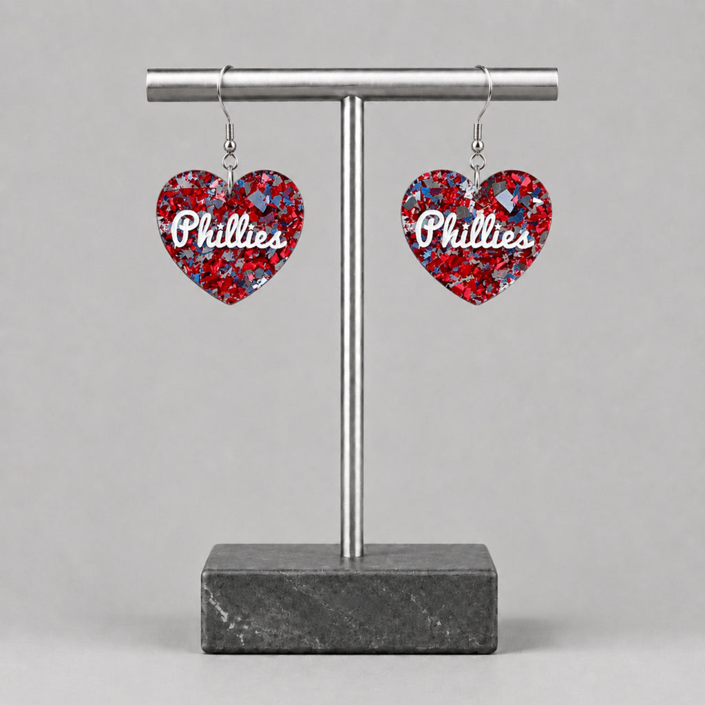 Phillies Confetti Heart Earrings