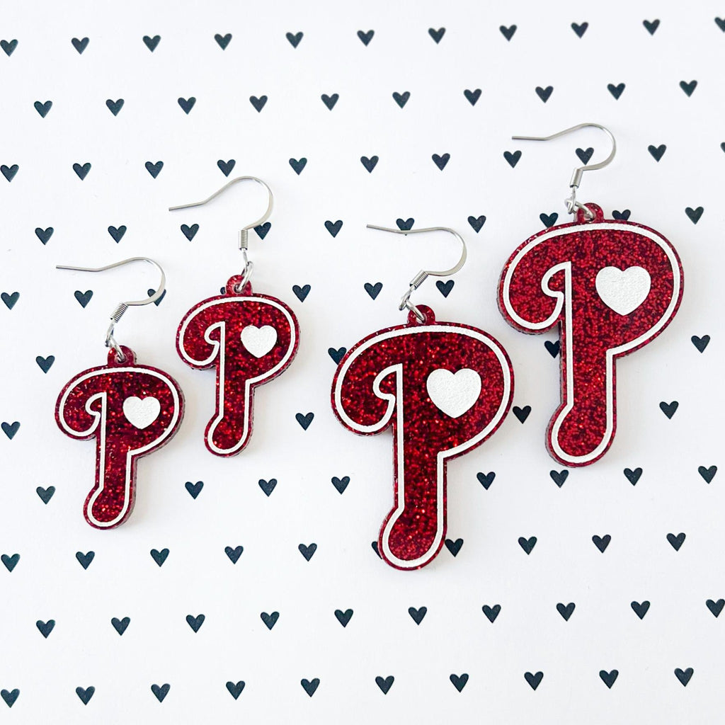 Phillies Heart P Earrings