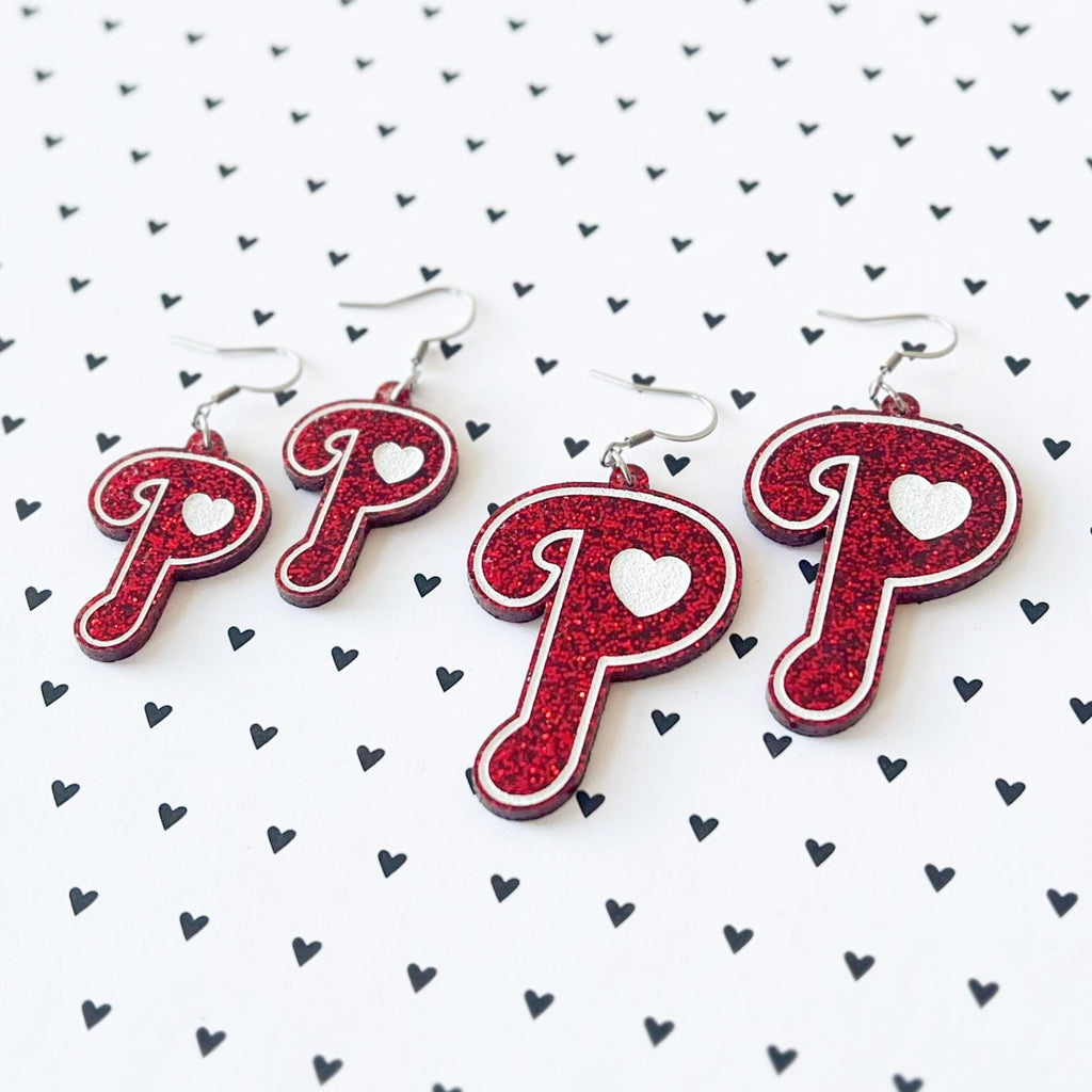 Phillies Heart P Earrings