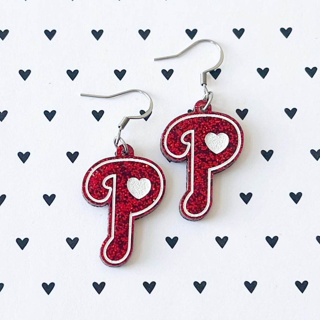 Phillies Heart P Earrings