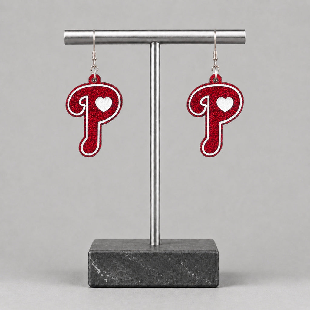 Phillies Heart P Earrings