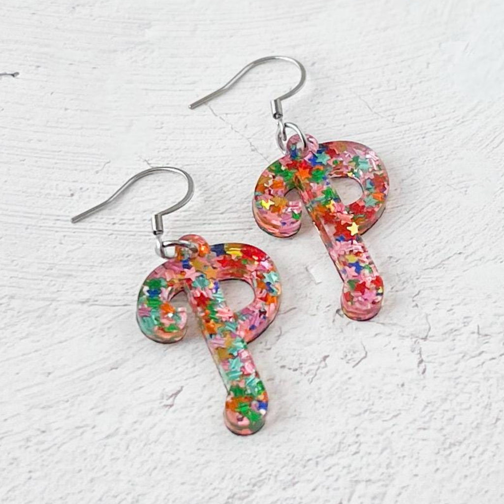 Phillies Rainbow Confetti P Earrings