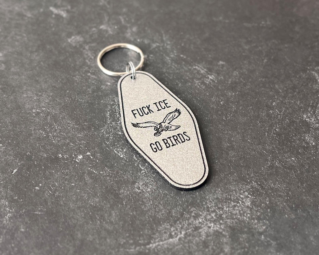 Fuck Ice Go Birds keychain, Philly protest keychain