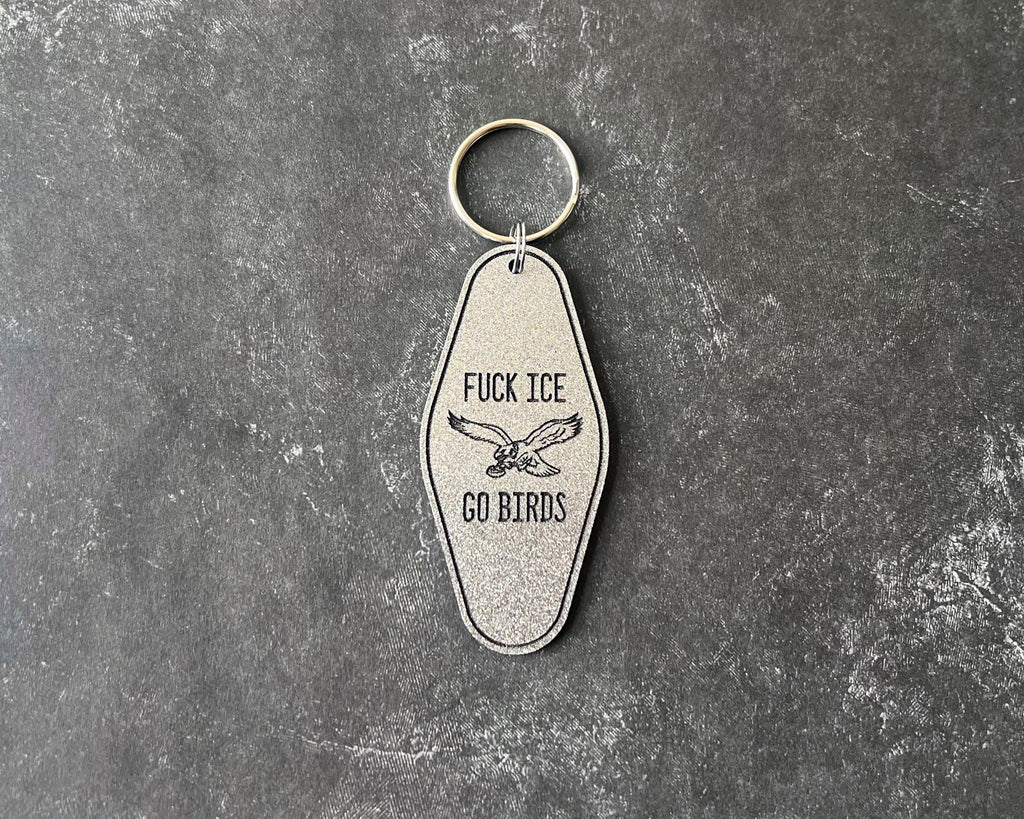 Fuck Ice Go Birds keychain, Philly protest keychain